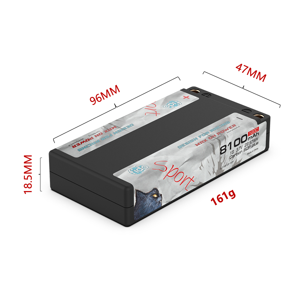 Fi81120-1S2P Fido RC Sport Lipo Battery 8100mAh 3.7V 1S 1/12 Pack Sport