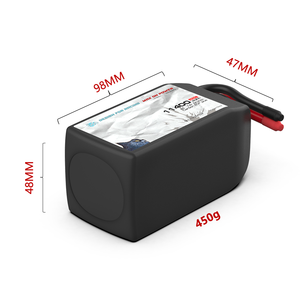 Fi114200-2S3P Fido RC Racing Lipo Battery 11400mAh  7.4V Racing Drag Pack