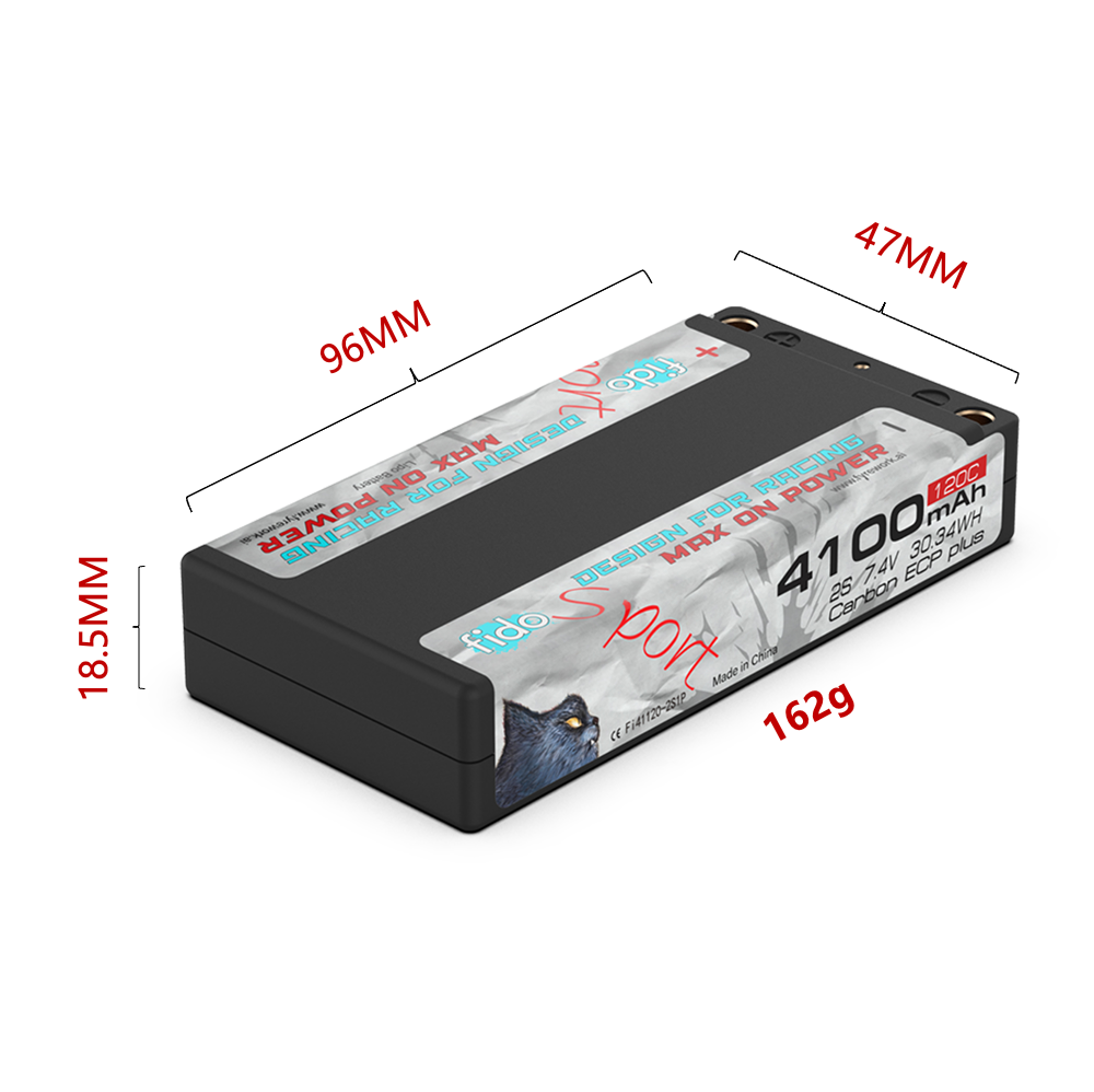 Fi41120-2S1P Fido RC Sport Lipo Battery 4100mAh 7.4V ULCG Shorty Pack Sport