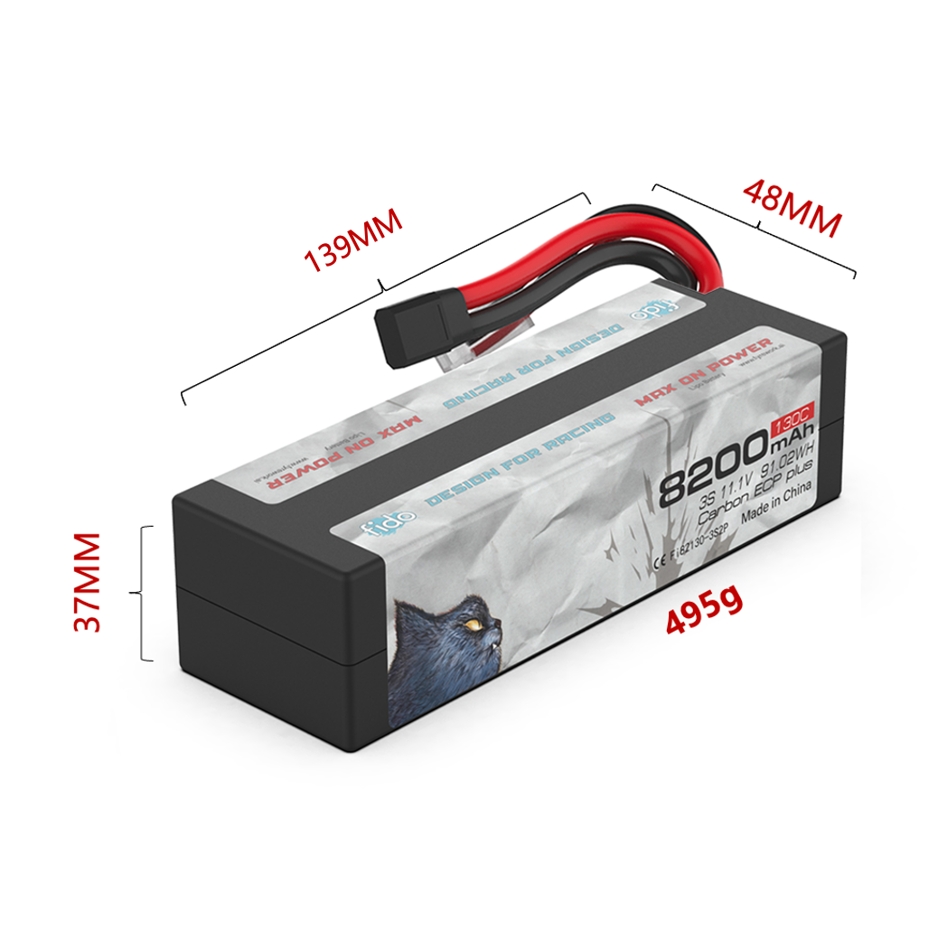 Fi82130-3S2P Fido RC Racing Lipo Battery 3S Pack Battery 8200mAh 11.1V